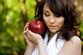 Girl with red apple Royalty Free Stock Photo