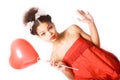 Girl & Red Balloon Royalty Free Stock Photo