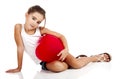 Girl with a red balloon Royalty Free Stock Photo