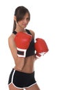 Girl with red boxing gloves Royalty Free Stock Photo