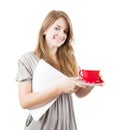 Girl with red cup Royalty Free Stock Photo