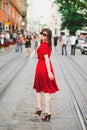 A girl in a red dres Royalty Free Stock Photo