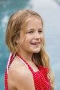 Girl Red Dress Smiling Royalty Free Stock Photo