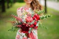 Girl with red flowers Royalty Free Stock Photo