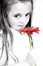 Girl with Red Gerber Daisy