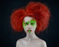 Girl red hair green red makeup