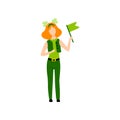 Girl with Red Hair Wearing Green Irish Costume Celebrating Saint Patrick Day Vector Illustration Royalty Free Stock Photo