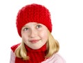 Girl in Red Hat and Scarf Royalty Free Stock Photo