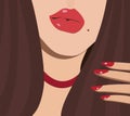 Girl with red nail polish