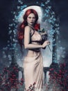 Girl with red roses Royalty Free Stock Photo