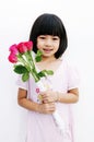 A girl with red roses Royalty Free Stock Photo