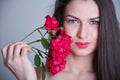 Girl with red roses