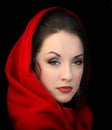 Girl in red scarf Royalty Free Stock Photo