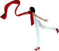 Girl with a red scarf and shoes running in love Royalty Free Stock Photo