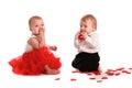 Girl red skirt hat and boy hat, love, Valentine's Day Royalty Free Stock Photo