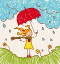 Girl with red umbrella Royalty Free Stock Photo