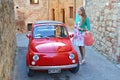 Girl And A Red Vintage Car