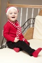 Girl in red wintry clothes Royalty Free Stock Photo