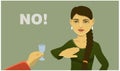 Girl refuses to drink alcohol. social poster