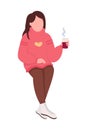 Girl relax wtih mulled wine semi flat color vector character