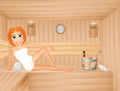 Girl relaxes in the sauna