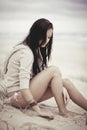 Girl relaxing on beach Royalty Free Stock Photo