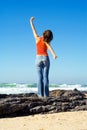 Girl relaxing at the beach Royalty Free Stock Photo