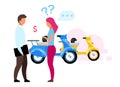 Girl renting scooter flat vector illustration