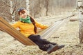 Girl resting in a hammock Royalty Free Stock Photo