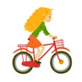 Girl rides a bicycle