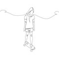 Girl rides a skateboard one line art. Continuous line drawing sports, training, sport, leisure, teenager, doing tricks