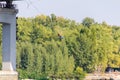 Girl riding bungee jumping over the Dnieper in Kiev Royalty Free Stock Photo