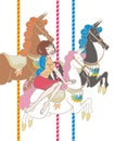 Girl Riding a Carousel Royalty Free Stock Photo