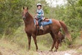 Girl riding her horse