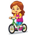 Girl Riding New Green Bicycle