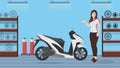 Girl riding scooter isolated icon vector