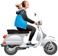 Girl riding scooter Royalty Free Stock Photo