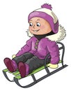 Girl riding on a sledge