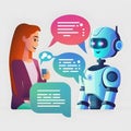 girl and robot system Artificial intelligence Chatgpt Chatbot AI communicate, technology intelligent robot AI Chat GPT application