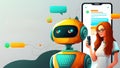 girl and robot system Artificial intelligence Chatgpt Chatbot AI communicate, technology intelligent robot AI Chat GPT application