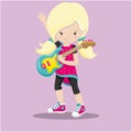 girl rock band blonde guitarist 25 Royalty Free Stock Photo