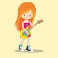 girl rock band orange guitar 26 Royalty Free Stock Photo
