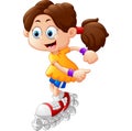 Girl roller skating cartoon Royalty Free Stock Photo