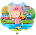 Girl with rollerskate and helmet