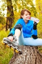Girl with rollerskates Royalty Free Stock Photo