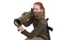 Girl with RPG rocket launcher Royalty Free Stock Photo
