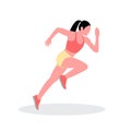 Girl runner running jogging workout losing weight sport flat people illustration