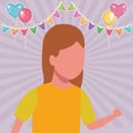 Girl running cartoon birthdays party Royalty Free Stock Photo