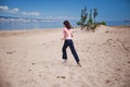 Girl Running in Olkhon Island Sand