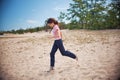 Girl Running in Olkhon Island Sand